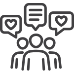 Icon mit Menschen, die miteinander reden